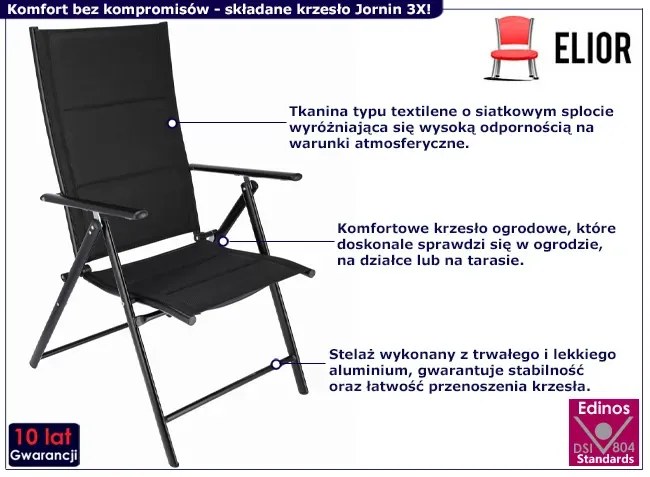 Ogrodowe krzesło z regulowanym oparciem - Amfa 3X