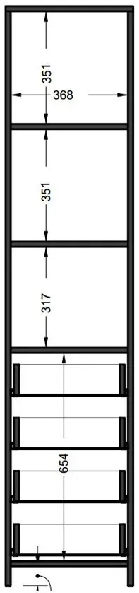 Wysoki regał z szufladami i półkami wenge - Ruler 4X