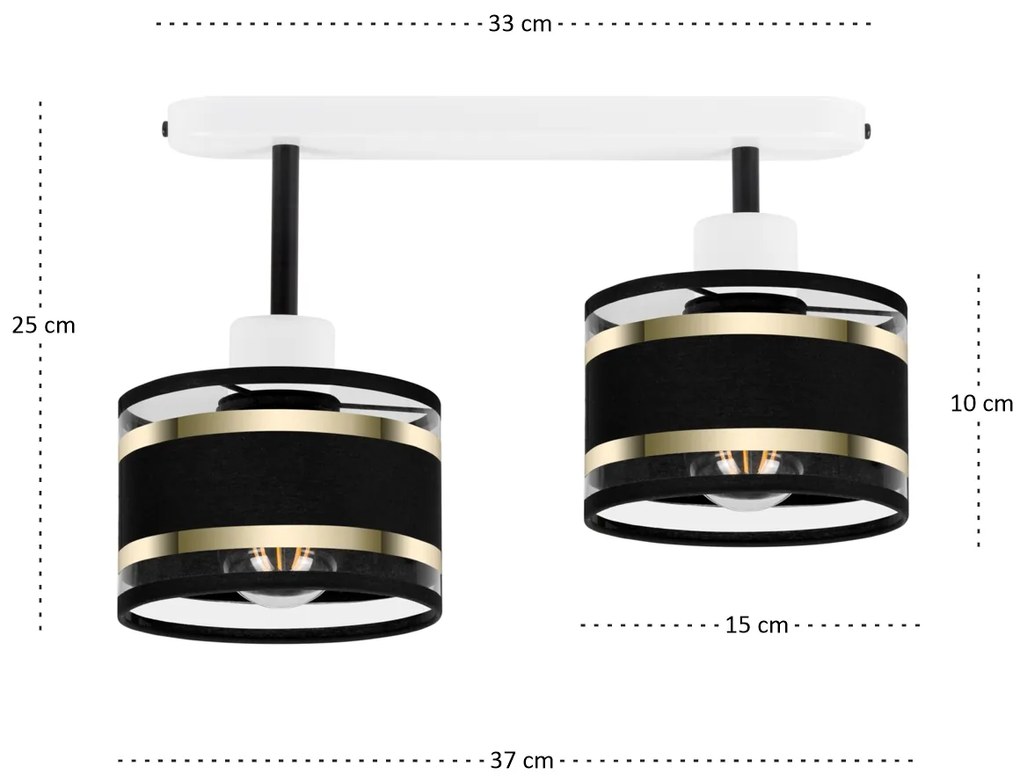 Lampa sufitowa biała dwupunktowy spot z czarnymi abażurami T-3306WE-SC