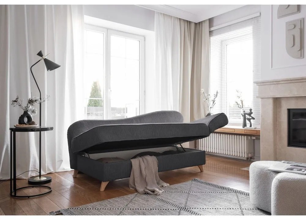 Szary sztruksowy szezlong (prawostronny) Chic Charlotte – Miuform