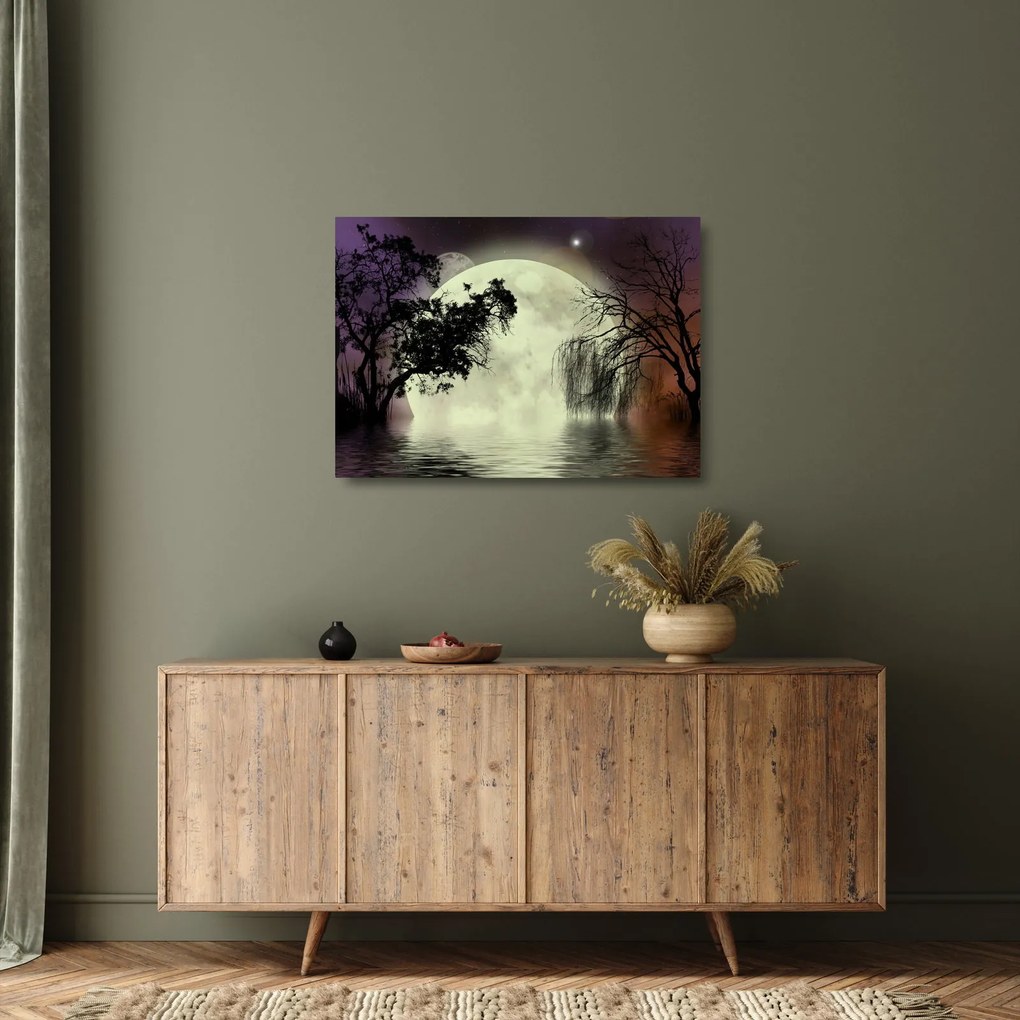 Obraz na szkle - Księżyc w pełni nad powierzchnią (70x50 cm)