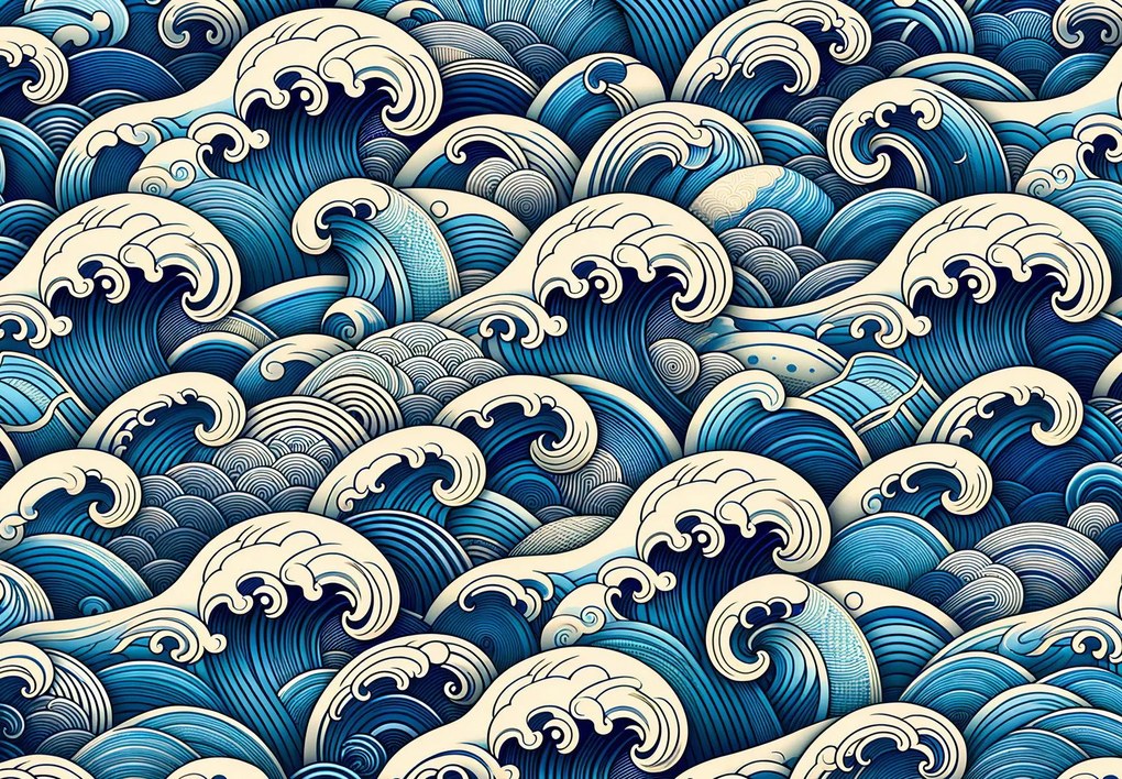 Fototapeta - Niebieskie fale (196x136 cm)