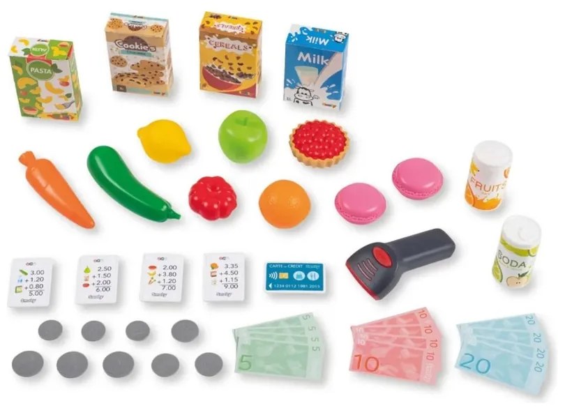 Smoby sklep supermarket z wózkiem kasą i elektronicznym skanerem