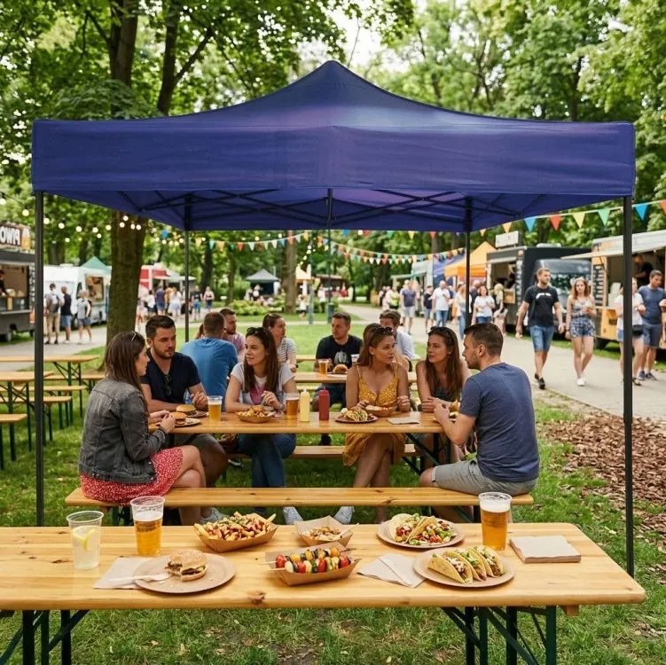 Pawilon ogrodowy eventowy FGA8, 3x3 m, automatyczny ze ściankami - namiot zamykany, niebieski