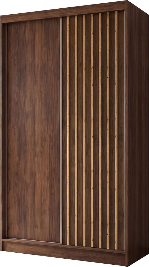 Szafa Przesuwna LAMELLO 120 cm Szafa Dwudrzwiowa z Szufladami Orzech