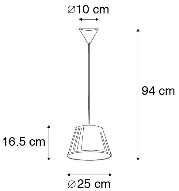 Retro lampa wisząca kremowa 25 cm - Plisse