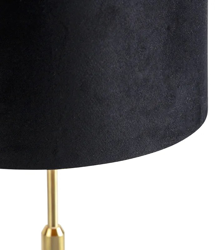 Lampa stołowa złota/mosiężna z czarnym aksamitnym kloszem 25 cm - Parte Nowoczesny Oswietlenie wewnetrzne