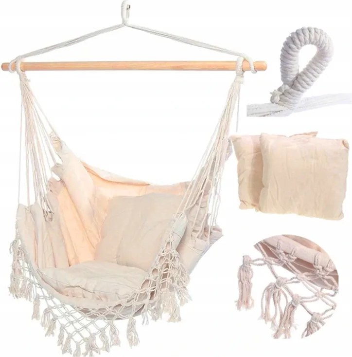 Beżowy fotel wiszący PALAK