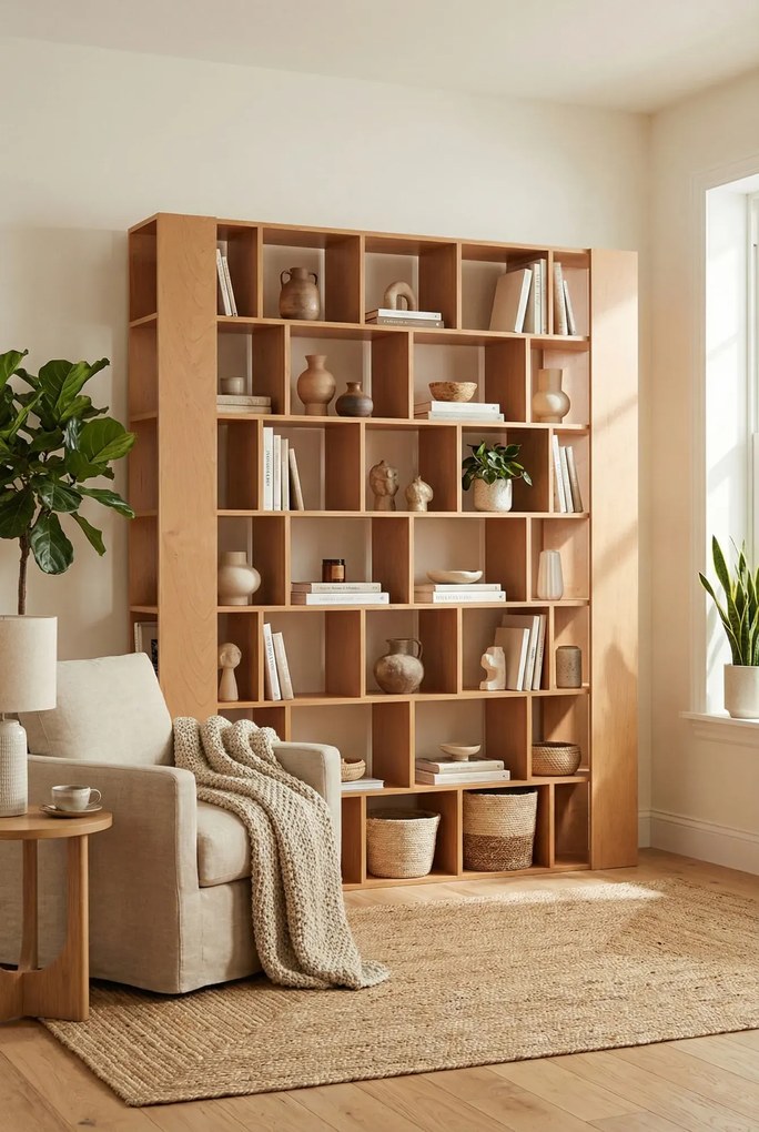 Duży regał ażurowy na książki olcha E5-D05