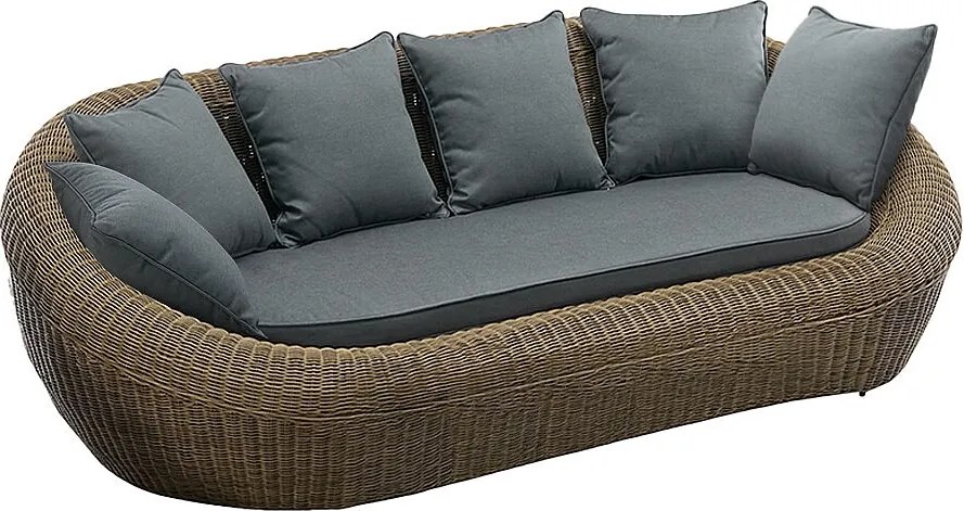 Kanapa 3-osobowa ogrodowa z technorattanu naturalny ciemny - WHITEHEAVEN marki MYLIA