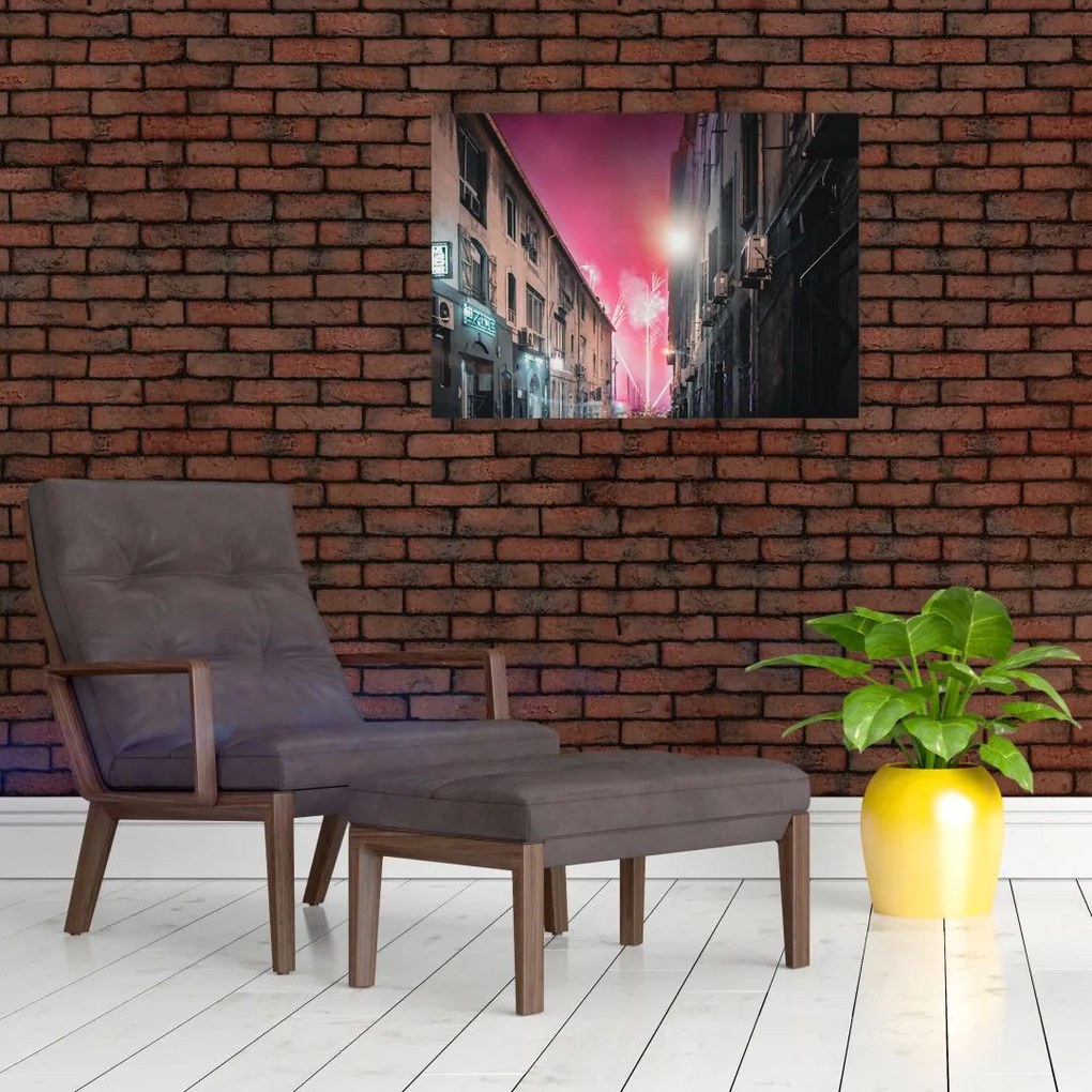 Obraz na szkle fajerwerków w Marsylii (70x50 cm)