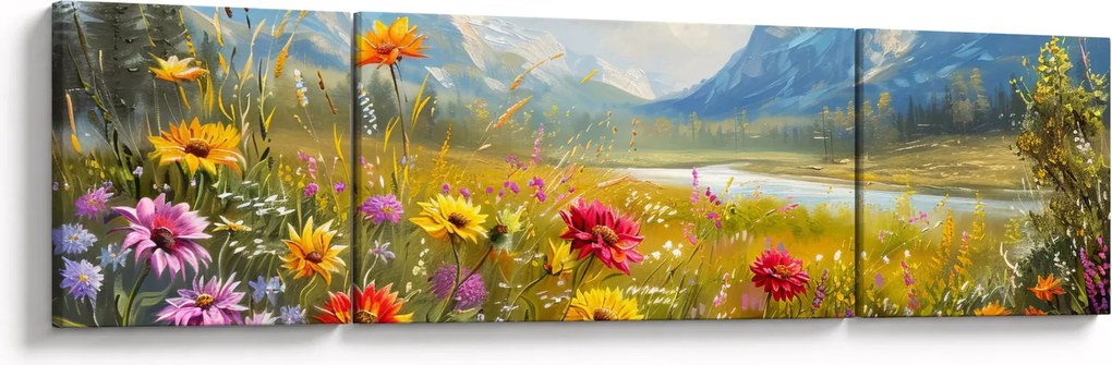 Obraz - Malowany krajobraz (170x50 cm)