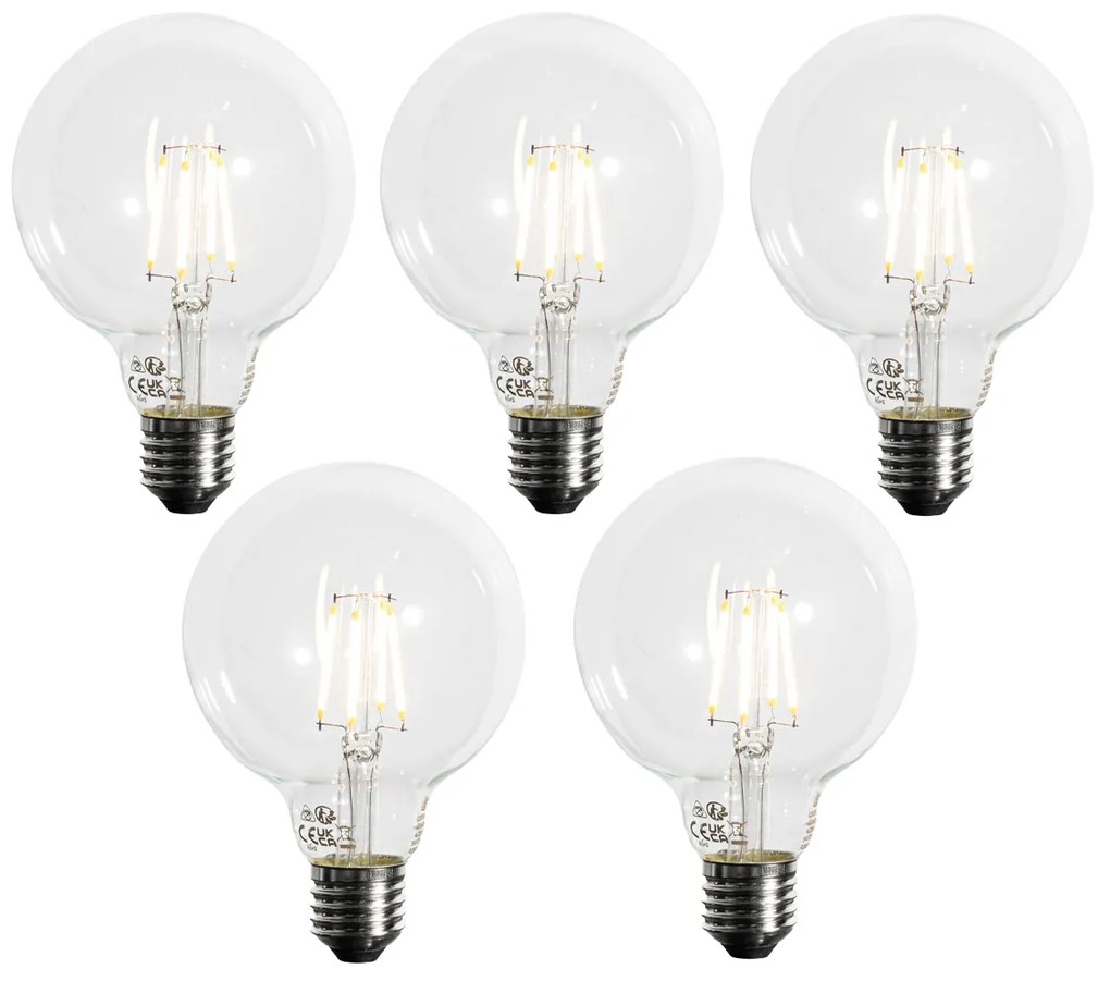 Zestaw 5 ściemnialnych żarówek LED E27 G95 5W 450LM 3000K