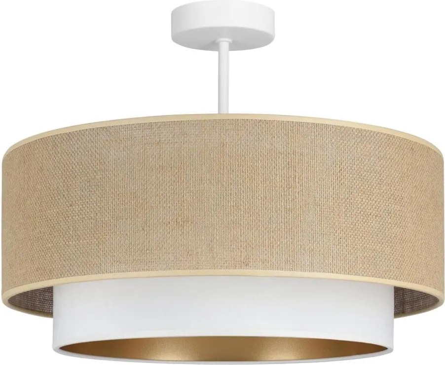 Przysufitowy żyrandol SARTA 1xE27/60W/230V śr. 45 cm biały/juta