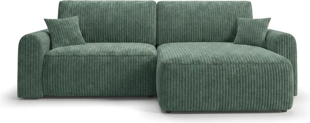 Rozkładana dwustronna sofa narożna w kształcie L NORDEN TILIA 250x140 cm, zielona