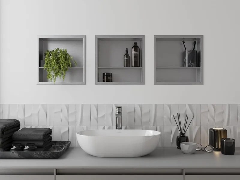 Mexen X-Wall-R półka wnękowa z kołnierzem i półką 30 x 30 cm, inox - 1910303010S