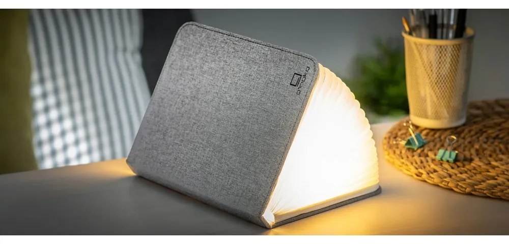 Szara dekoracja świetlna na USB Booklight – Gingko