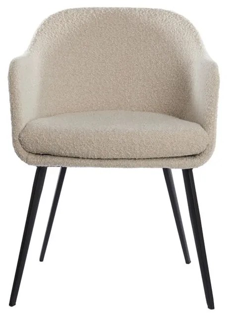 Kremowy tapicerowany fotel jadalniany z podłokietnikami Leone – Light &amp; Living