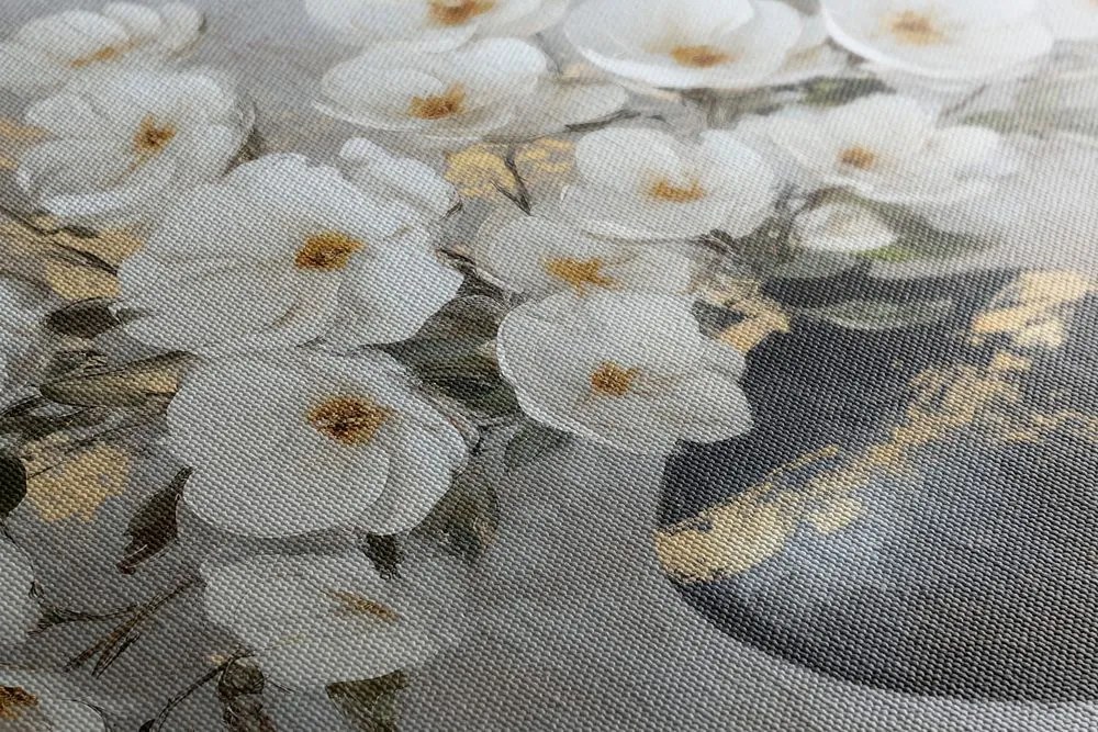 Obraz bukiet kwiatów w czarnej wazie