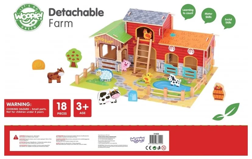 Woopie green mega farma figurki zwierząt stajnia obora kurnik 18 el.
