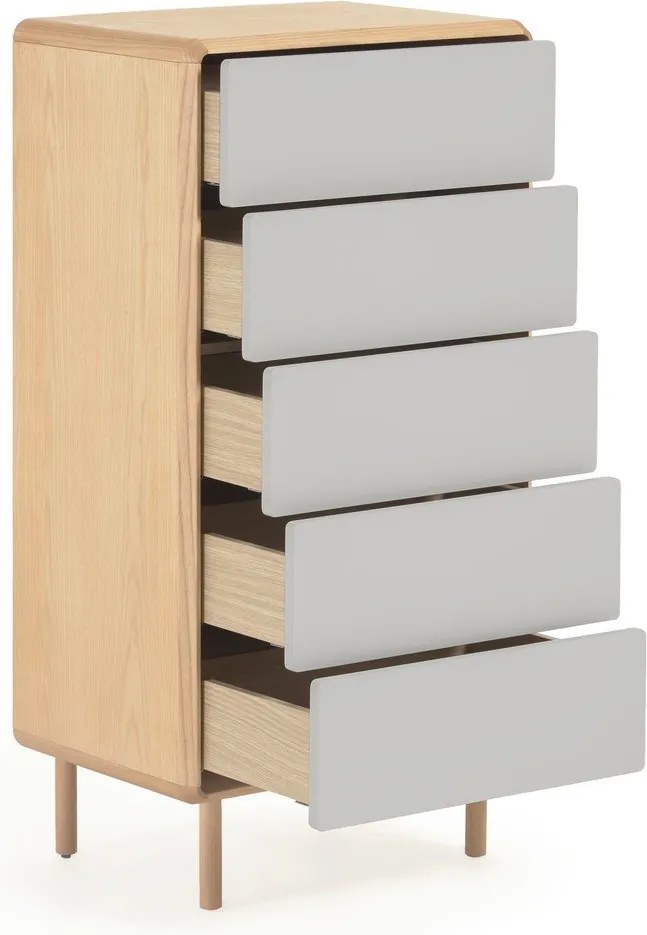 Szaro-naturalna komoda w dekorze jesionu 60x117x42 cm Anielle – Kave Home