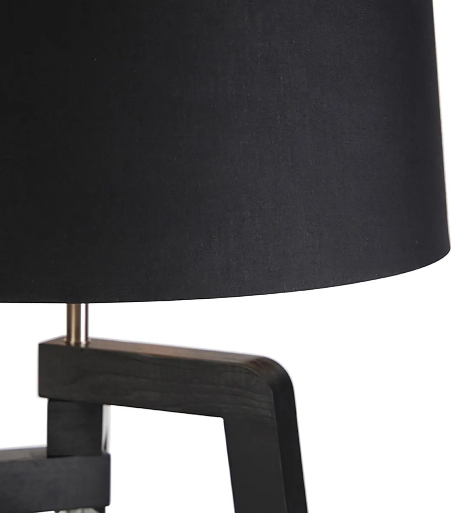 Inteligentna lampa podłogowa z kloszem czarna ze złotem 50 cm z WiFi A60 - PurosWiejski/ Rustykalny / Vintage Oswietlenie wewnetrzne