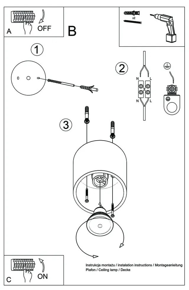 Czarna lampa sufitowa Nice Lamps Roda