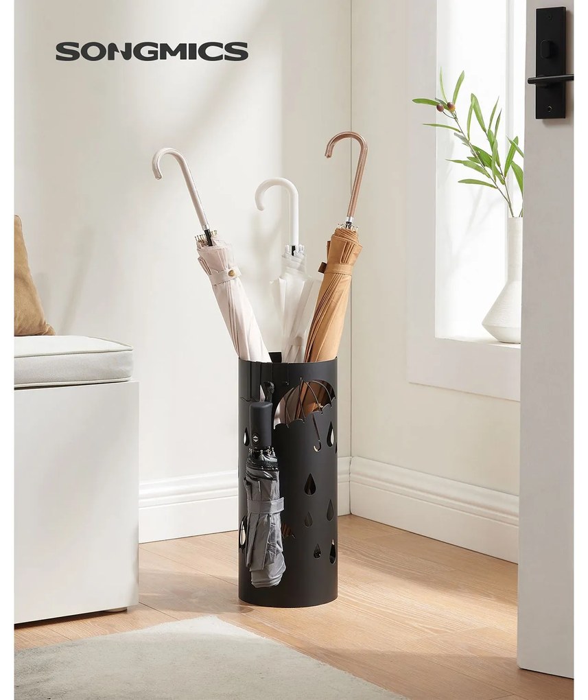 Metalowy stojak na parasole ANABEL, 17x41 cm, czarna SongmicsHome