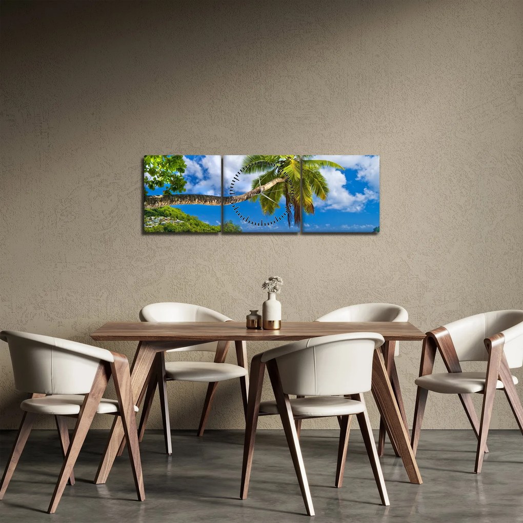 Obraz - Seszele (z zegarem) (90x30 cm)