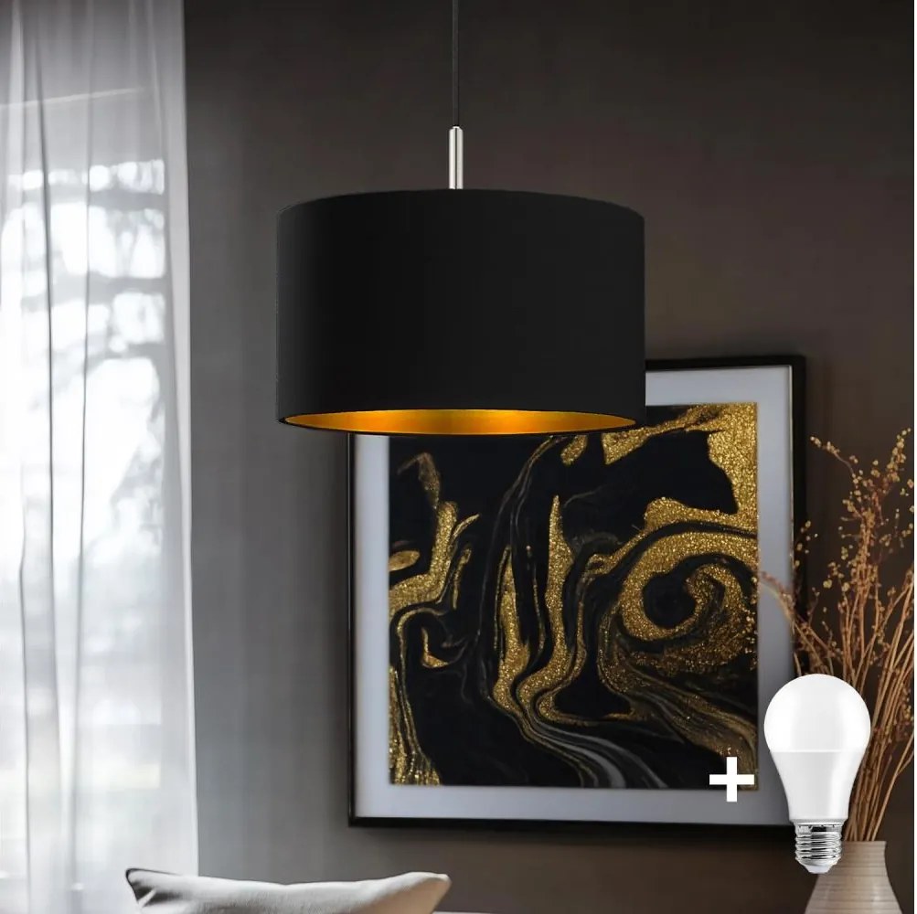 Eglo - Lampa wisząca LED na lince TUNJA 1xE27/60W/230V czarna