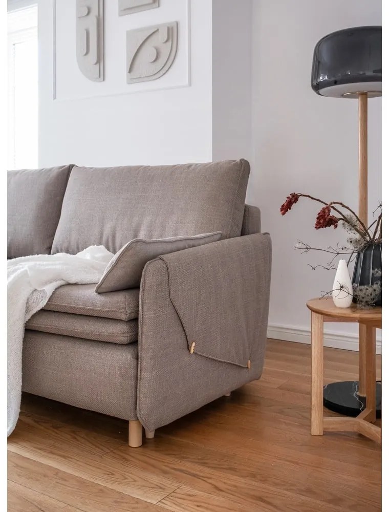 Jasnobrązowa rozkładana sofa 207 cm Simon – Miuform