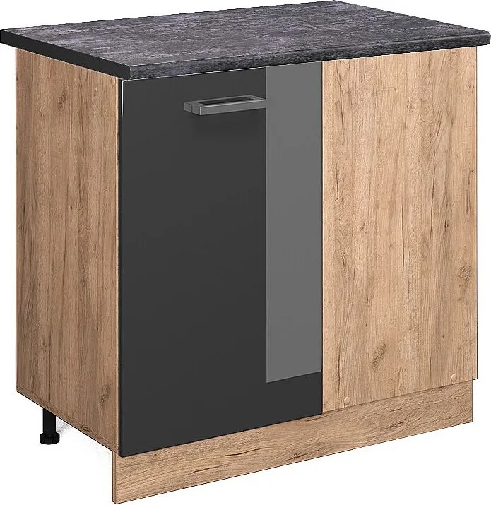 Szafka narożna antracyt wysoki połysk 86x60x81.6 r-line