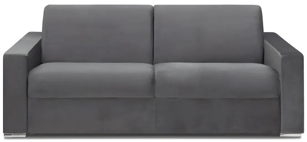 Kanapa 4-osobowa z ekspresowym mechanizmem rozkładania z weluru CALITO - Antracytowy - Wymiary miejsca do spania: 160 cm - Materac 14 cm z pamięcią kształtu