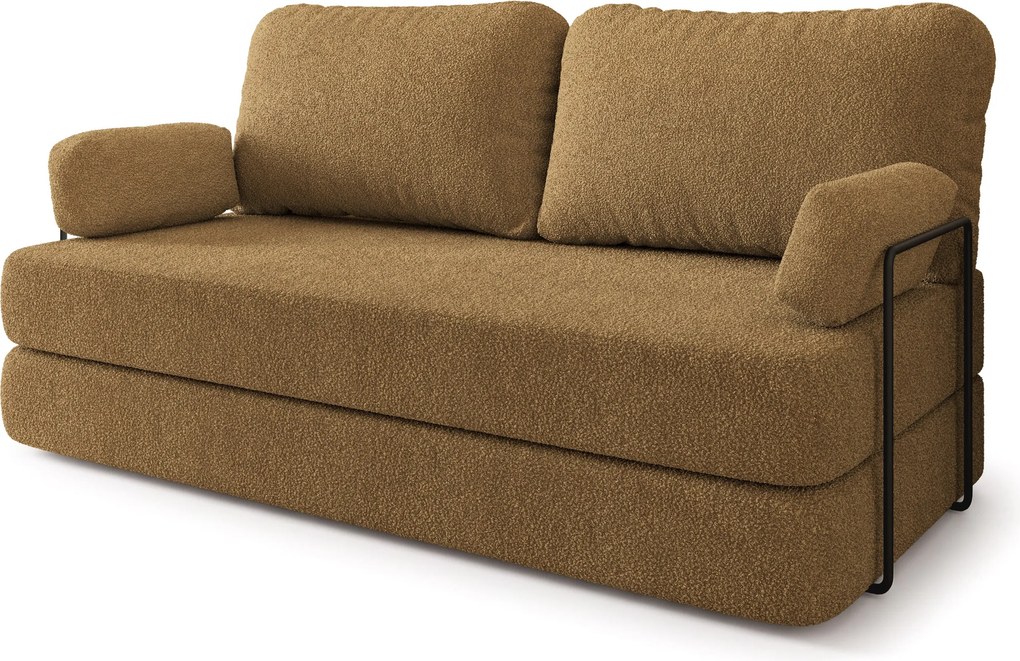 Masseno Sofa piankowa NIKSI z funkcją spania, Kanapa z pianki do salonu, Bezmontażowa, Tkanina bucle – Miodowy QUELLE 17