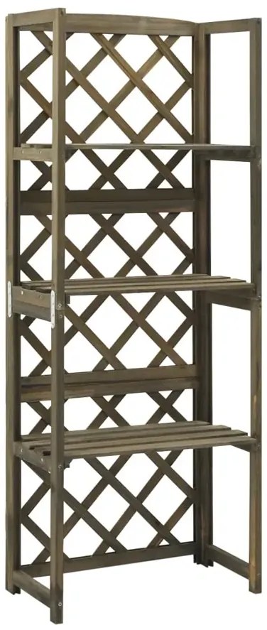 Szary drewniany regał na kwiaty S6-R23