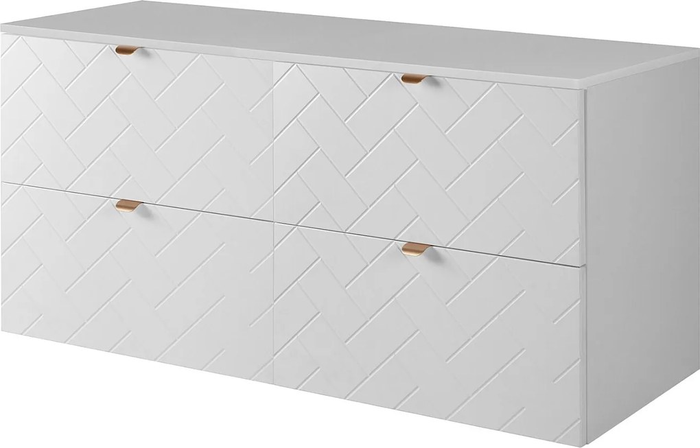 Meble łazienkowe, Biały Mat, 120 x 57 x 46 cm, złote uchwyty