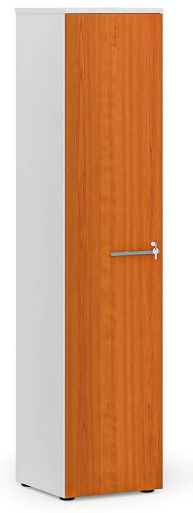 Szafa biurowa wąska PRIMO WHITE, 1781 x 400 x 420 mm, biały/wiśnia