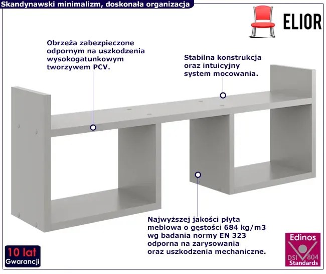 Szara Półka Ścienna W Stylu Skandynawskim Ronirox 4X