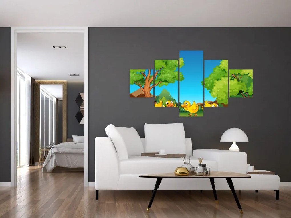Obraz - Wesołe kaczątka (125x70 cm)