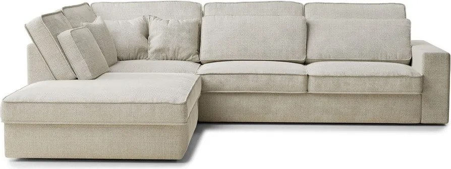 Szarobeżowy narożnik z tkaniny szenilowej (lewostronny/w kształcie litery L) Kirou – Maison de Rêve