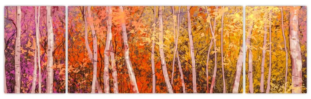 Obraz kolorowego lasu (170x50 cm)