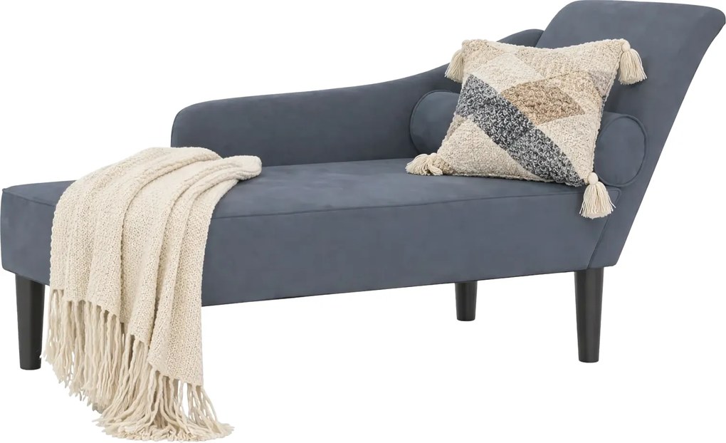 Ciemnoszara welurowa leżanka z okrągłą poduszką M9-R21