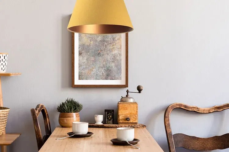 Żółto-miedziana lampa wisząca stożek - T3 S410 N4-E02