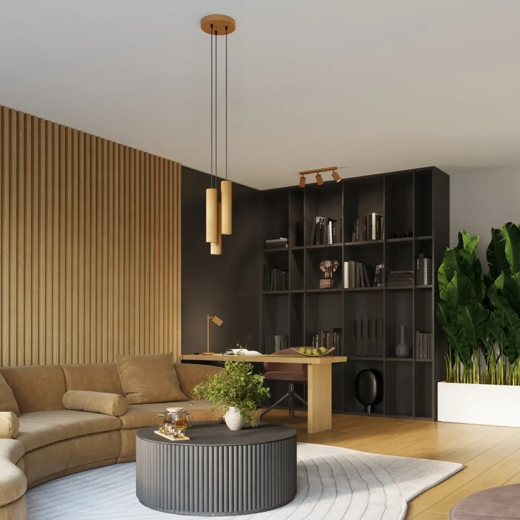 Listwa oświetleniowa 3-punktowa KARBON 3L złota ryflowana SOLLUX  LIGHTING