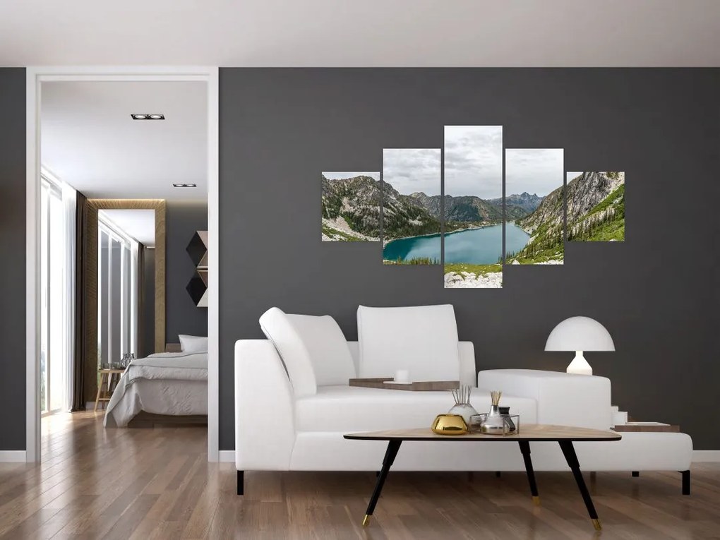Obraz jeziora w górach (125x70 cm)