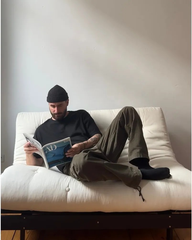 Ciemnobrązowa rozkładana sofa 140 cm Roots Black Night – Karup Design