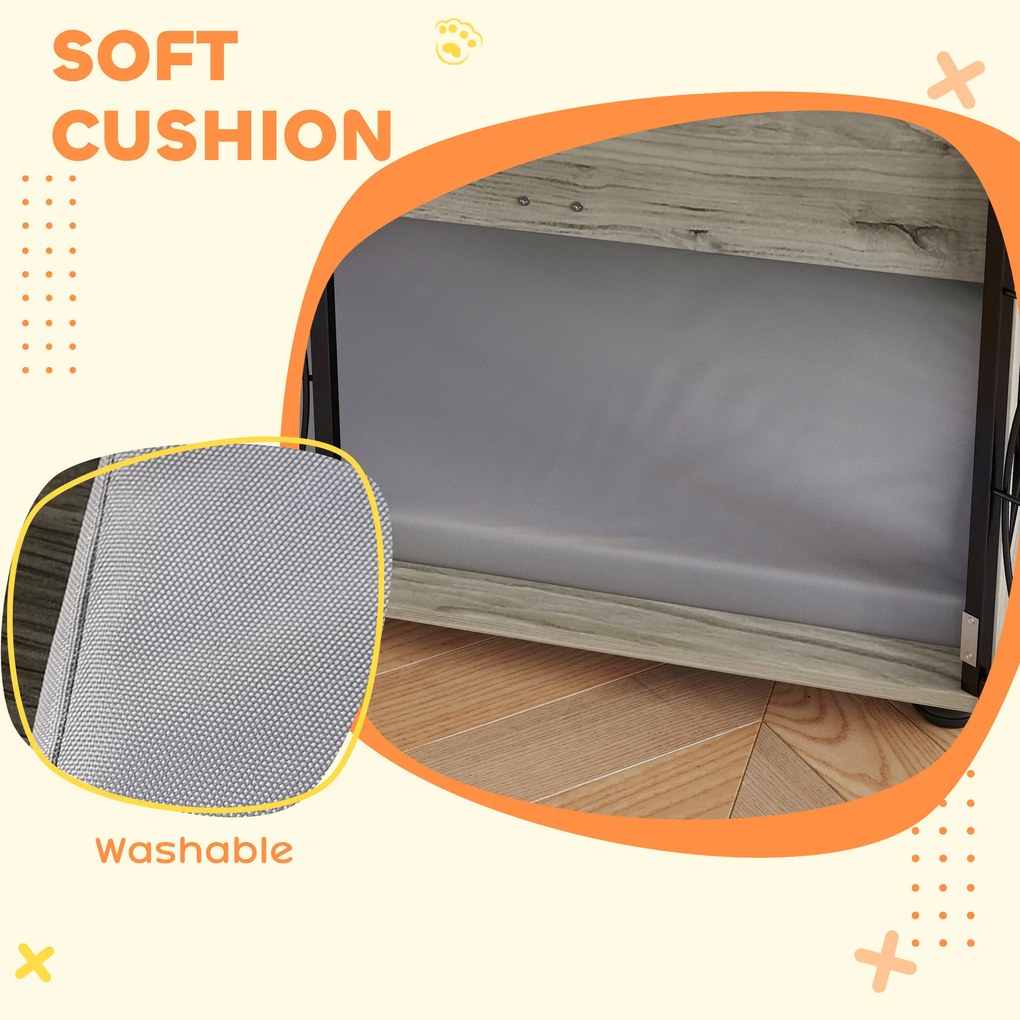 Klatka dla psa PawHut, klatka schronienie z zamknięciem dla dużych psów, Szara