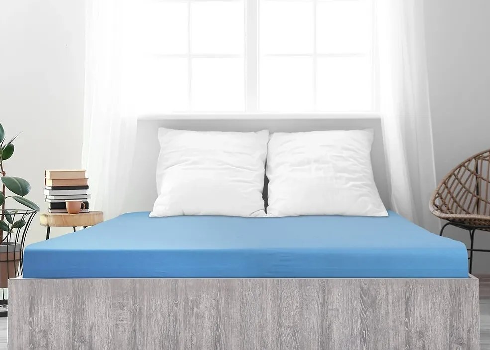 PrzytulneMieszkanie.pl Prześcieradło jersey z mako bawełny LUXORA 180x200 cm jasnoniebieskie