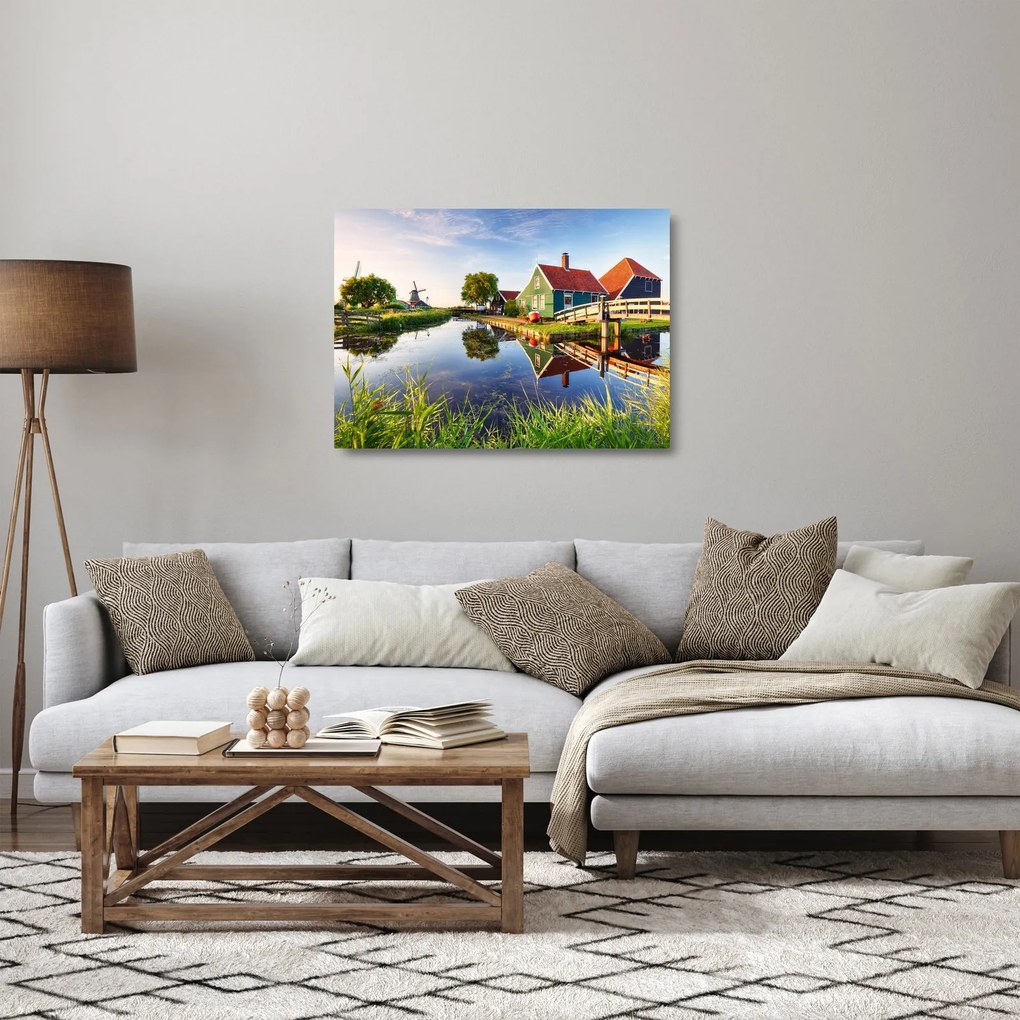 Obraz na szkle holenderskich młynów (70x50 cm)
