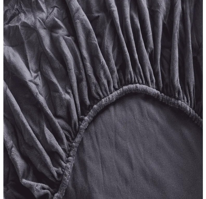 PrzytulneMieszkanie.pl Prześcieradło z mikropluszu SOFT BRONE 90x200 cm antracytowy szare